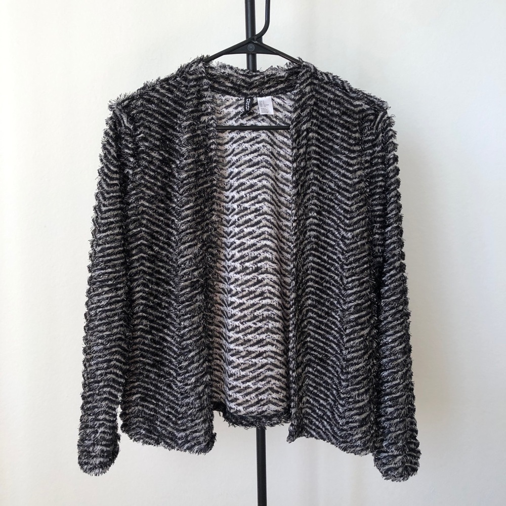 Fuzzy metallic cardigan